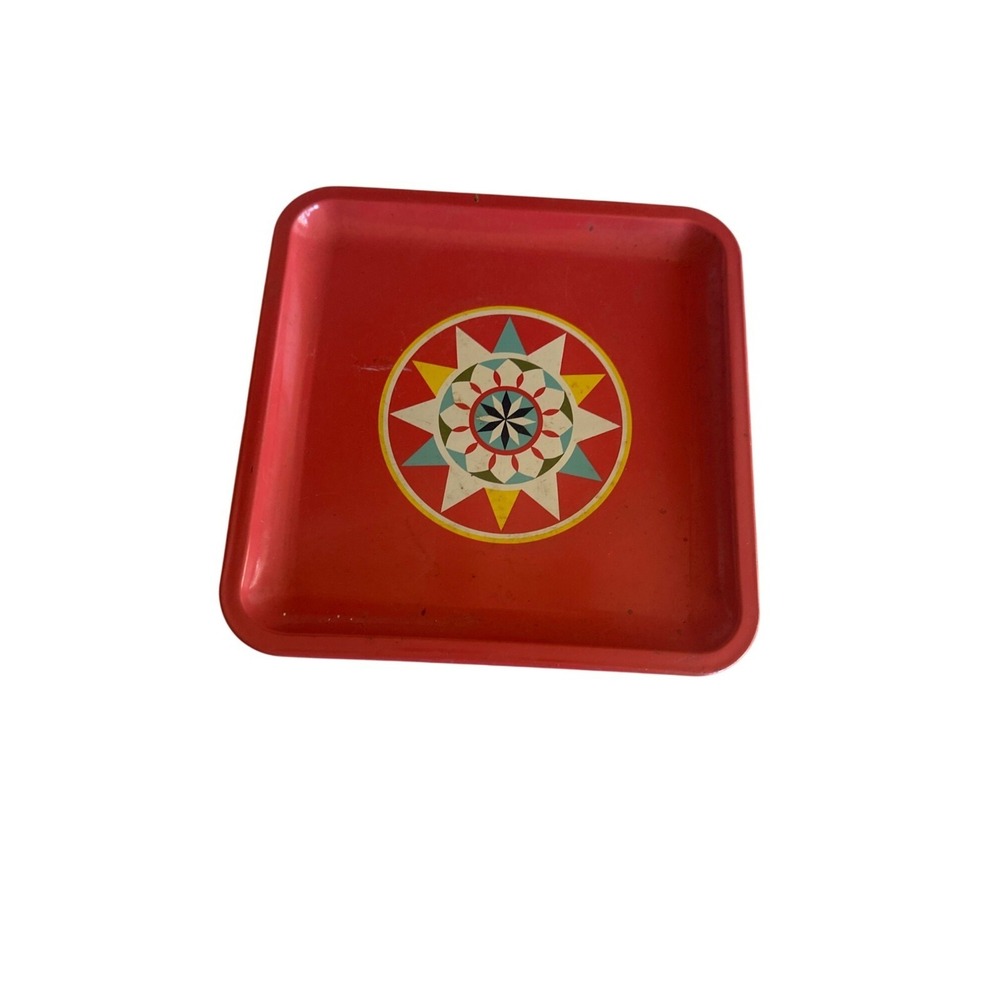 Vintage Geometric Design Small Vintage Collectible Tray Merck Sharp & Dohme